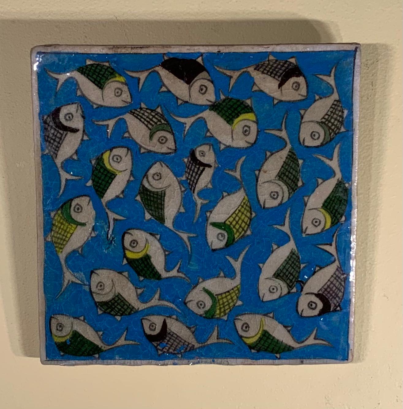 Hand Painted Vintage Ceramic Tile Wall Hanging 3