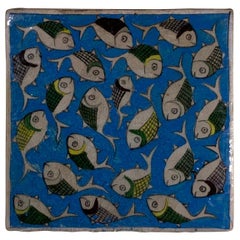 Hand Painted Vintage Ceramic Tile Wall Hanging