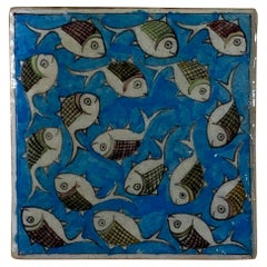 Hand Painted Vintage Ceramic Tile Wall Hanging