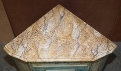 Hand Painted Vintage Corner Pot Cupboard in the French Taste with Marbled Top
