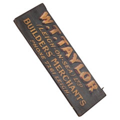 Hand Painted Vintage Industrial Builders Double Sided Trade Sign, C.1940 Hand Painted Vintage Industrial Builders Double Sided Trade Sign, C.1940