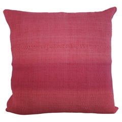 Hand Painted Vintage Linen and Hemp Large Pillow in Red Tones, in Stock