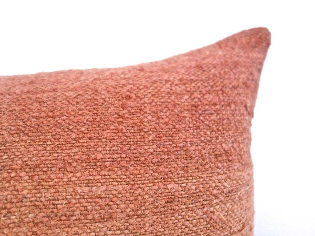 Spanish Hand Painted Vintage Linen and Hemp Square Pillow in Orange Tones, in Stock