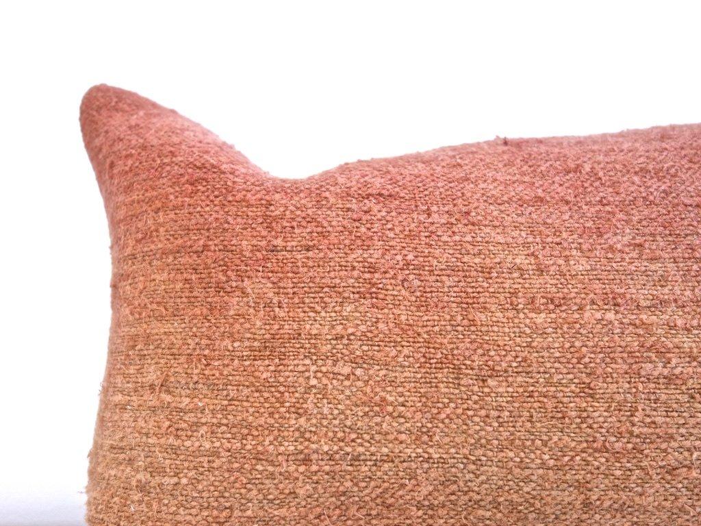 Hand-Painted Hand Painted Vintage Linen and Hemp Square Pillow in Orange Tones, in Stock