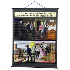 Handbemalte Wandschmucktafel mit der Darstellung der Geschichte eines Murder Ballade