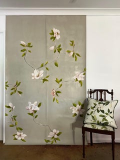 Hand Painted Wallpaper Beige Magnolia Botanical from Ocre Designs by Tarn McLean