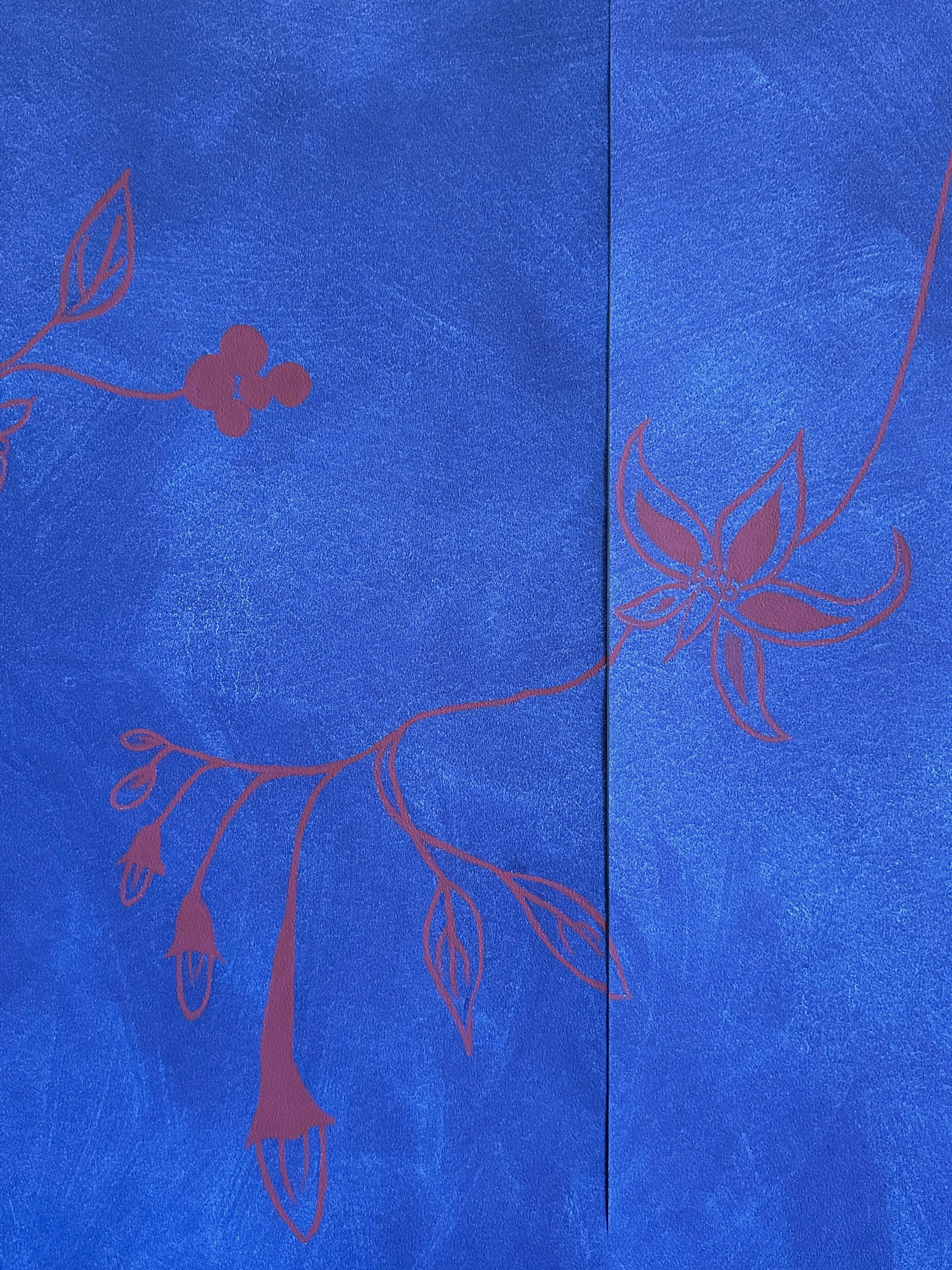 Chinoiserie Hand Painted Wallpaper Deadly Nightshade from Ocre Designs by Tarn McLean For Sale