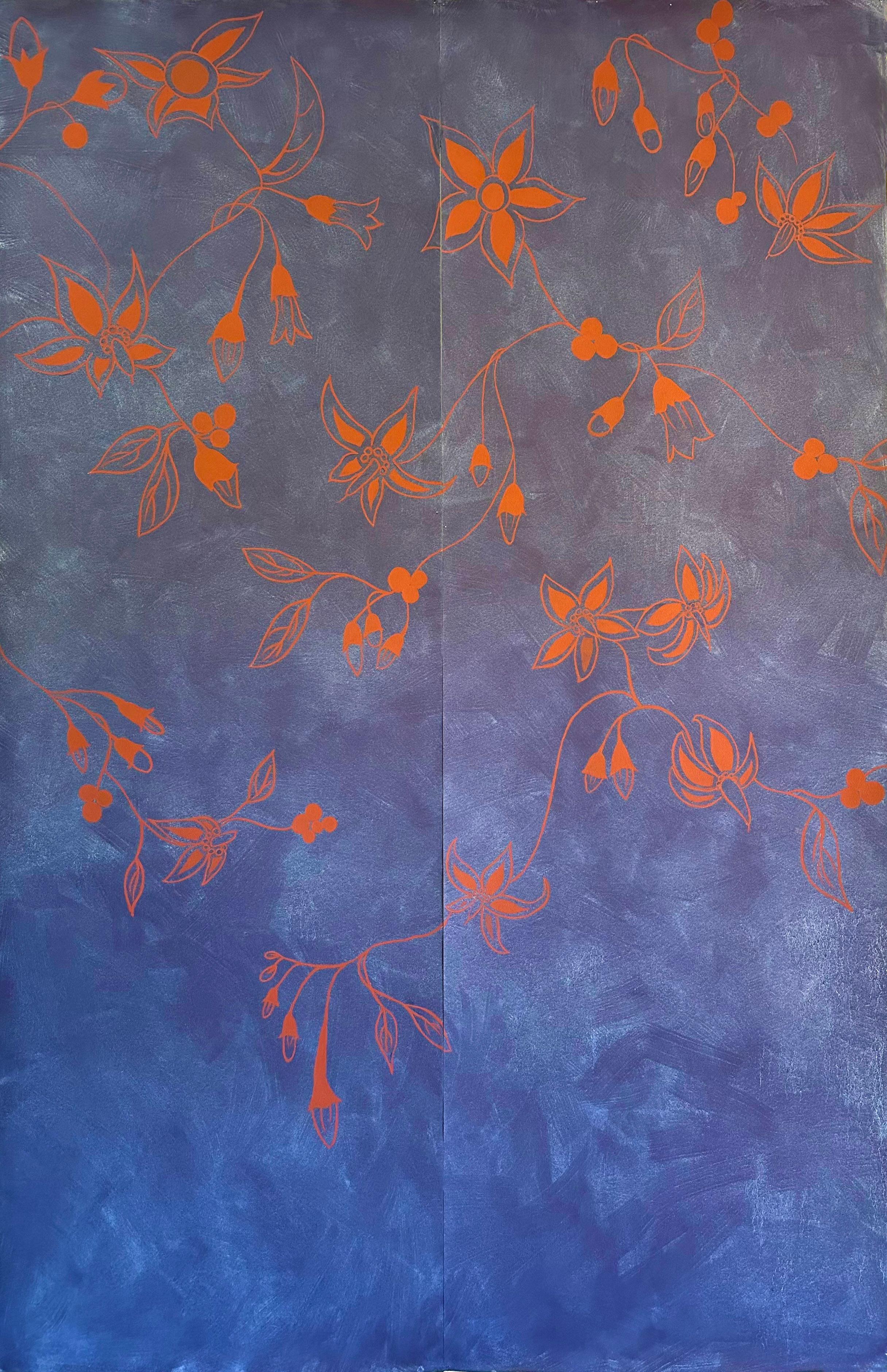 Hand Painted Wallpaper Deadly Nightshade from Ocre Designs by Tarn McLean For Sale 1
