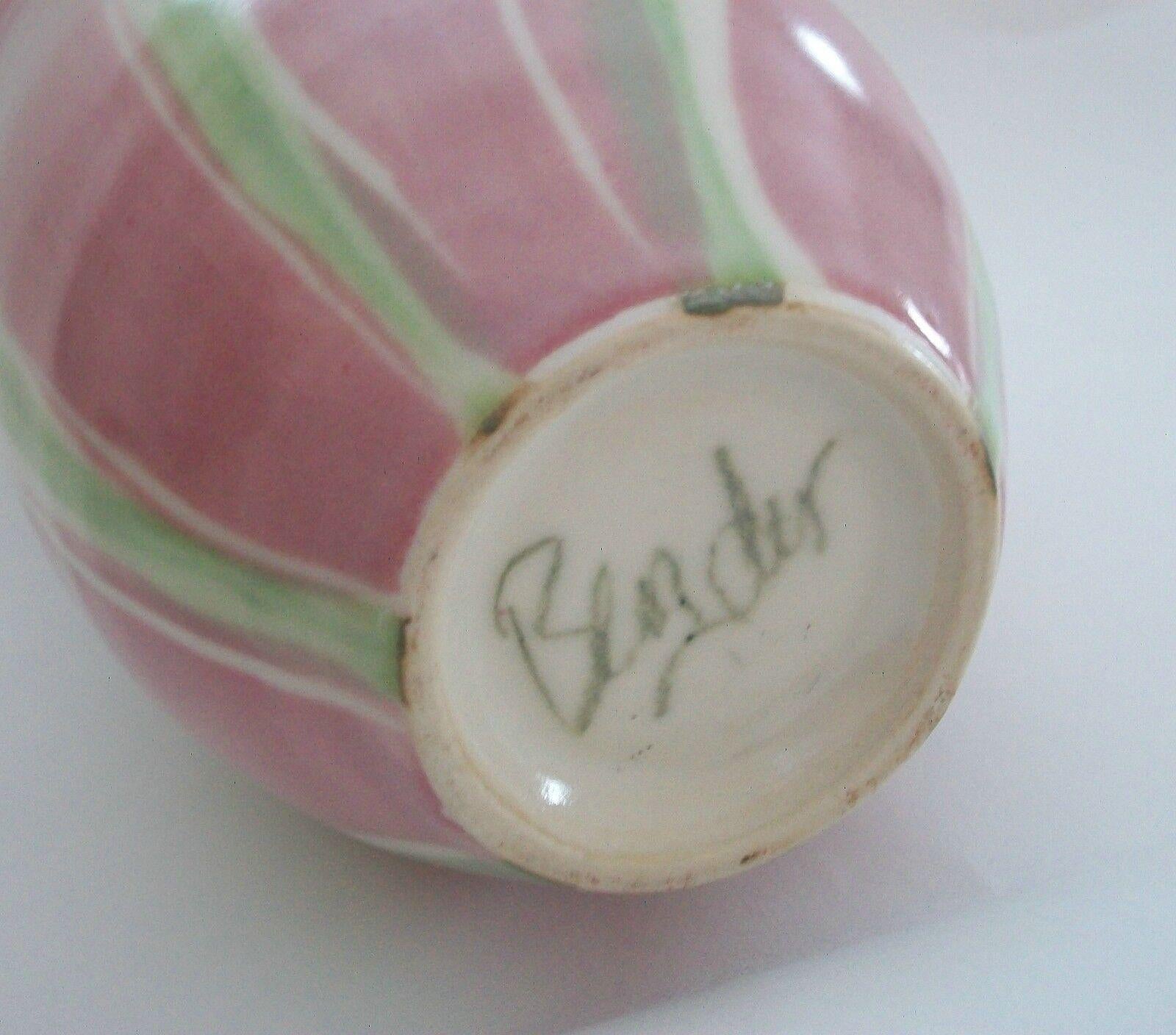Ceramic Hand Painted Wheel Thrown & Manipulated Porcelain Vase by Bender, 20th Century For Sale