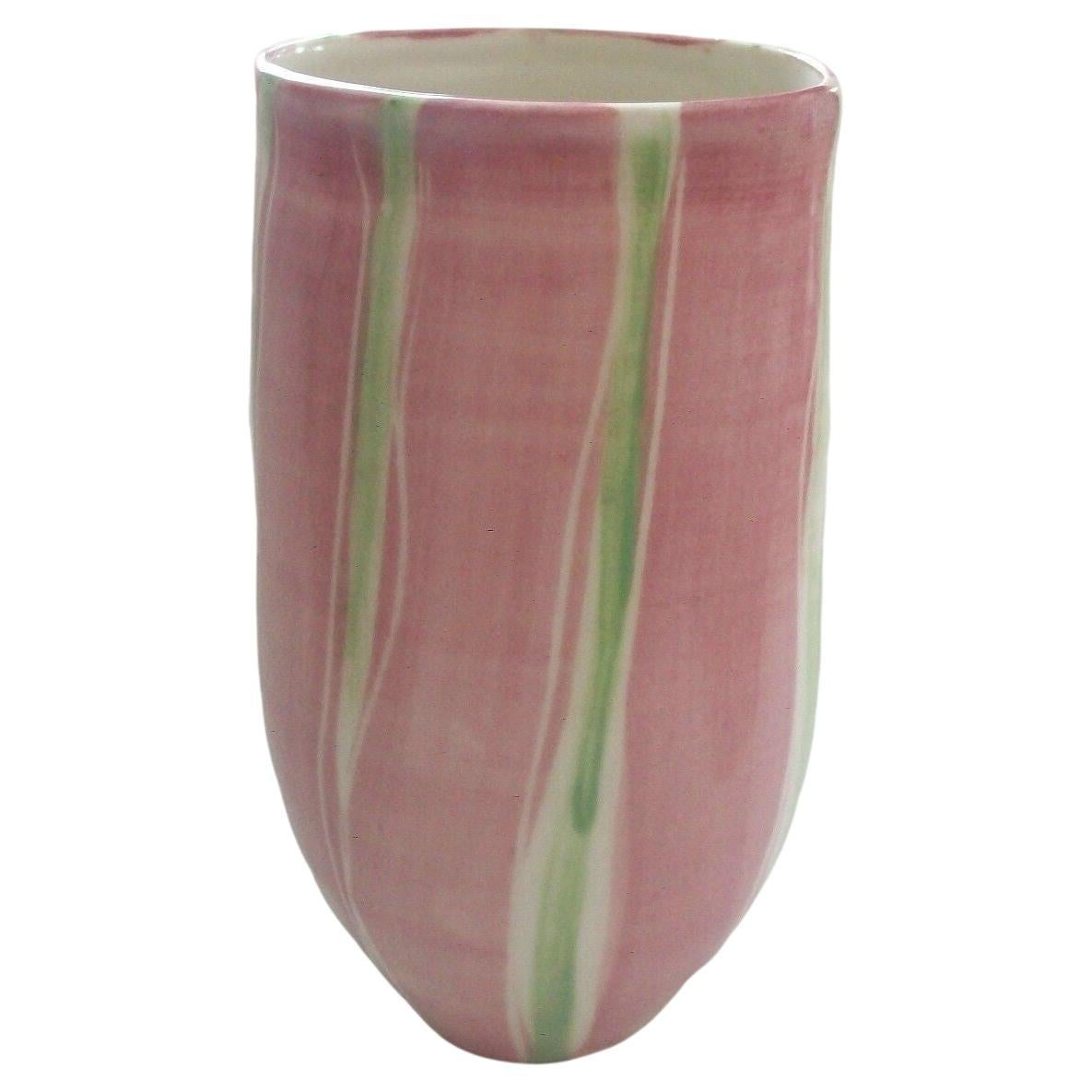 Hand Painted Wheel Thrown & Manipulated Porcelain Vase by Bender, 20th Century For Sale