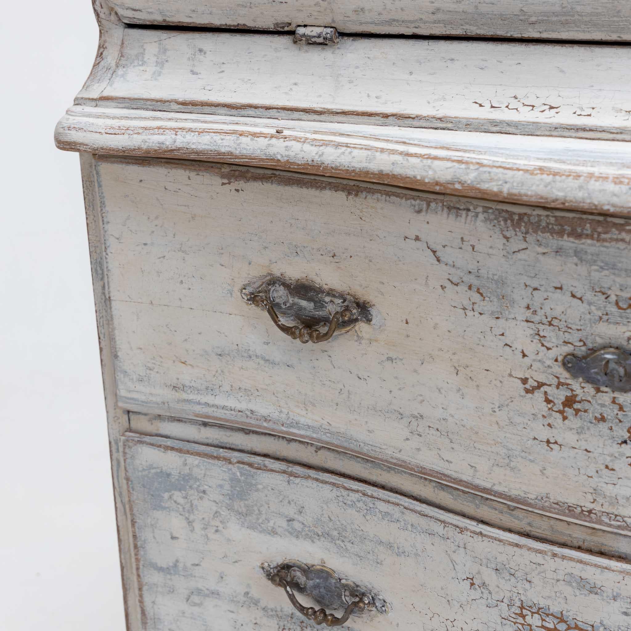 Hand Painted White Baroque Secretaire, Saxony 18th Century For Sale 1
