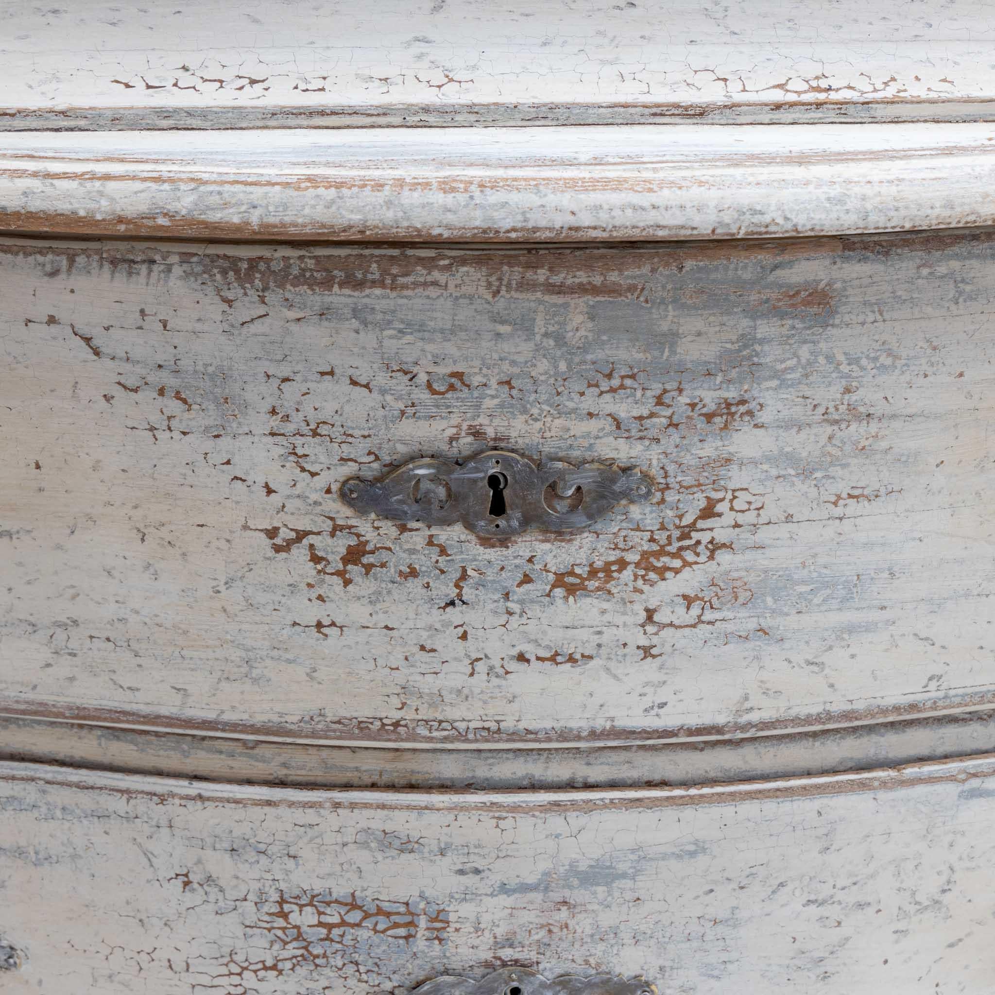 Hand Painted White Baroque Secretaire, Saxony 18th Century For Sale 2