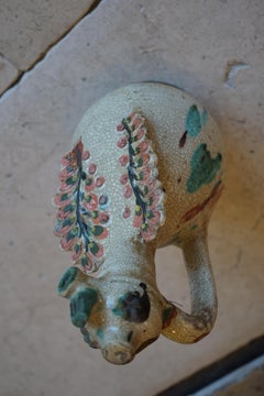 Hand Painted White Duck Greek Wine Decanter, circa 1920s