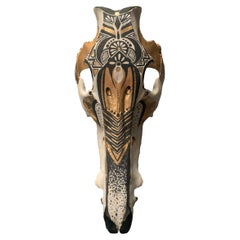 Hand Painted Wild Boar Skull