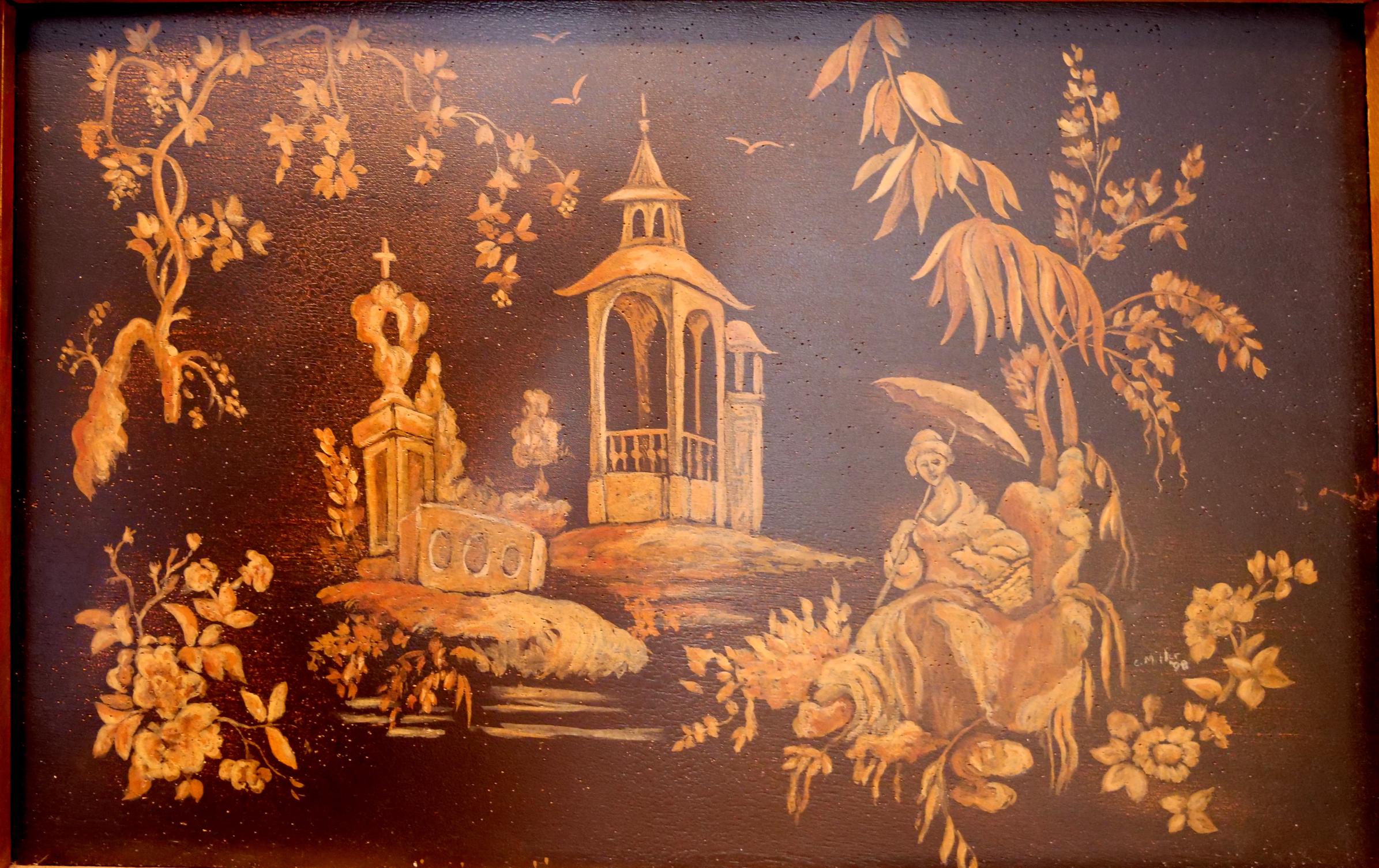 Louis XVI Panneaux Chinoiserie en Wood peints à la main Miroir Trumeau en vente