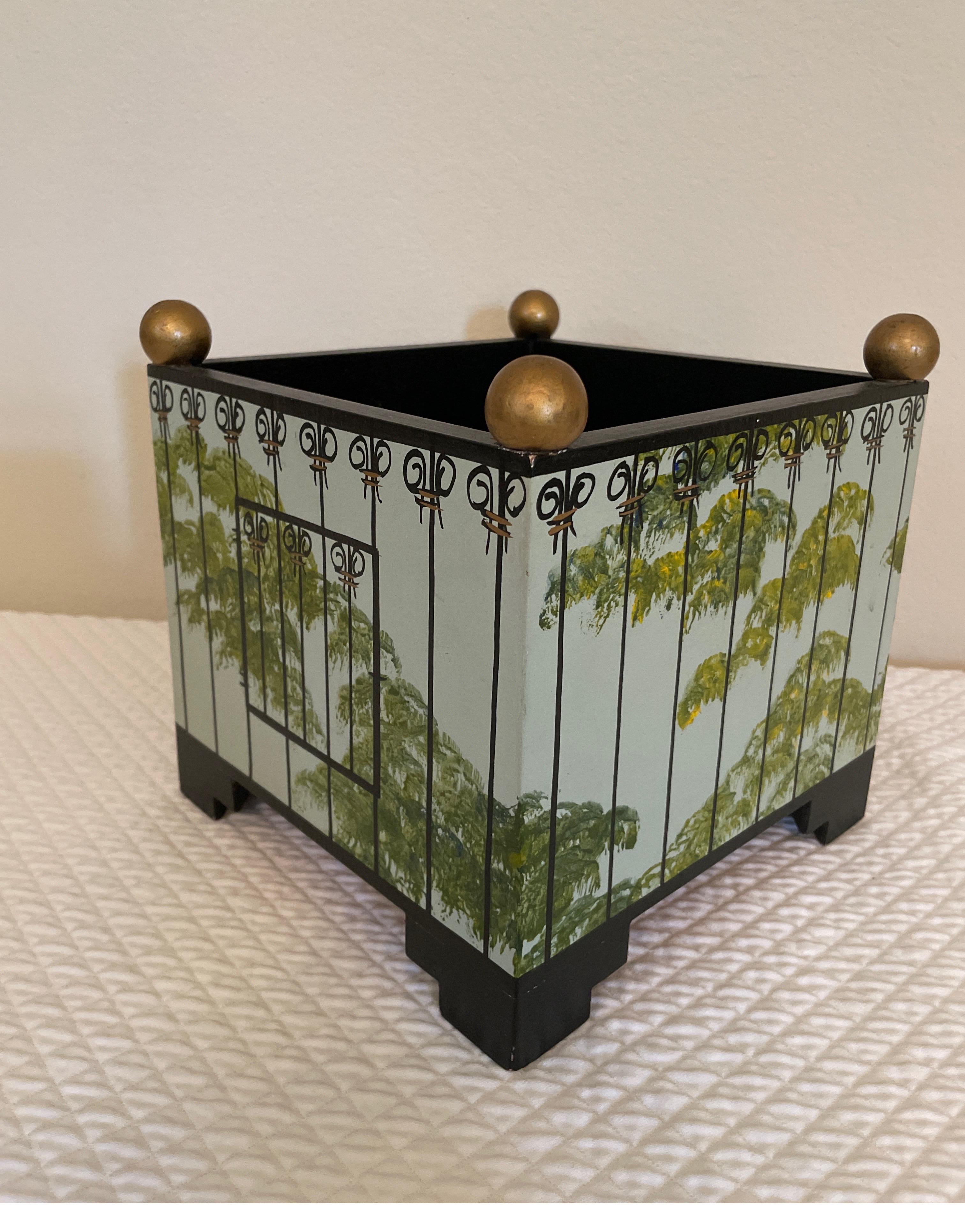 20th Century Hand Painted Wood French Style Planter Box with Parrot Motif