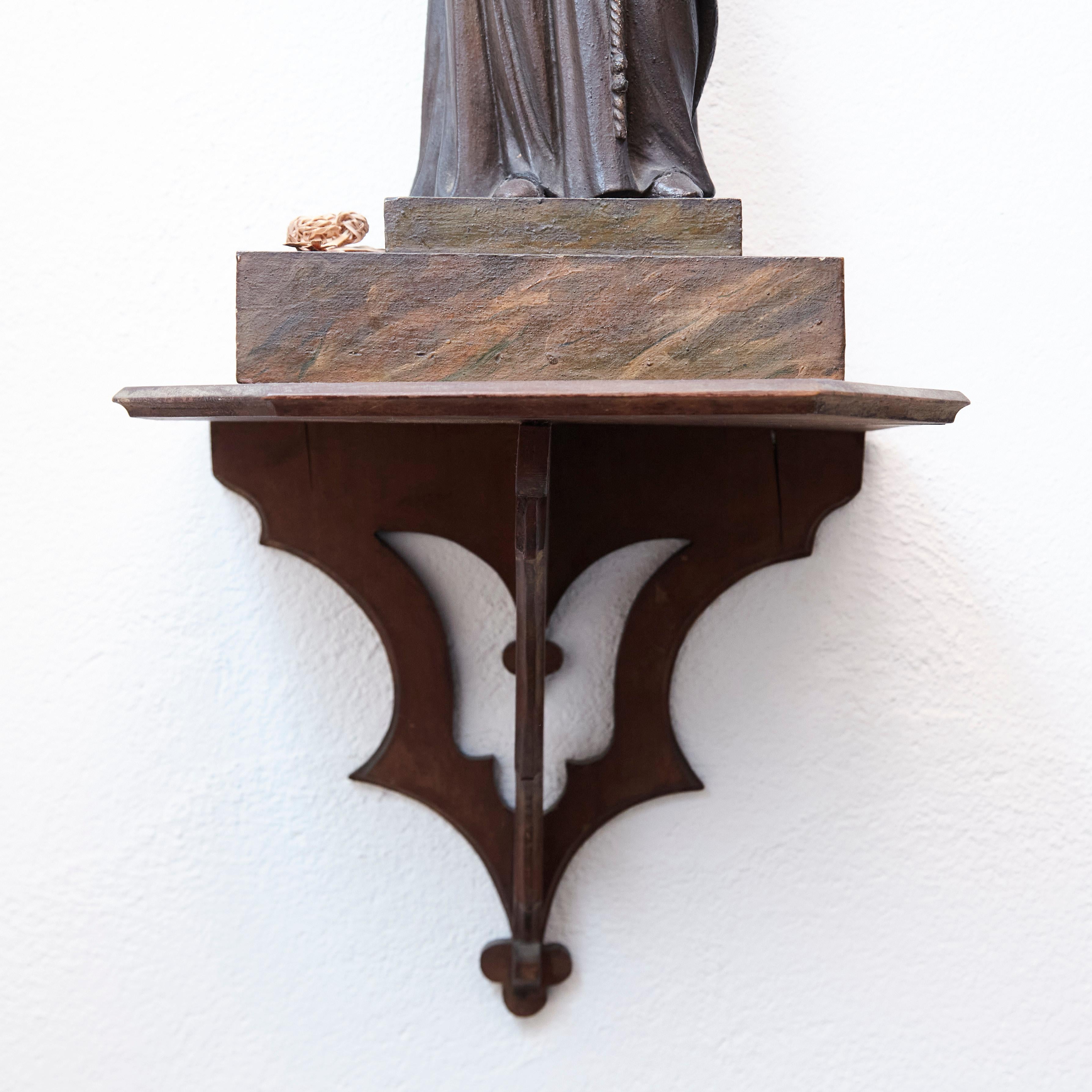 Hand Painted Wood Traditional Figure of a Saint, circa 1950 For Sale 3