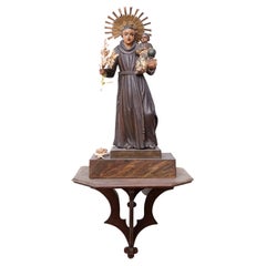 Hand Painted Wood Traditional Figure of a Saint, circa 1950