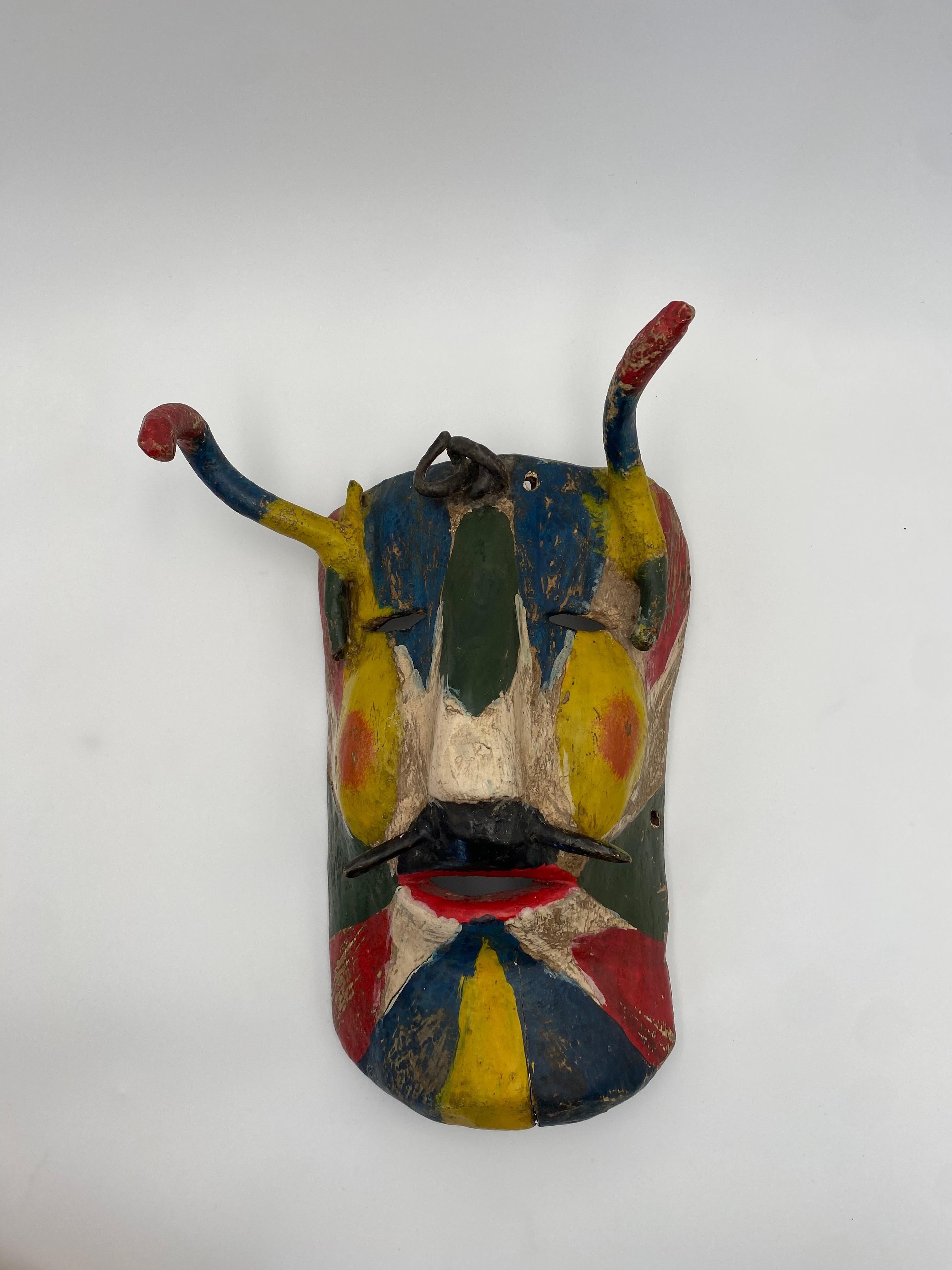 Hand Painted Wooden African Mask & Snake  For Sale 1