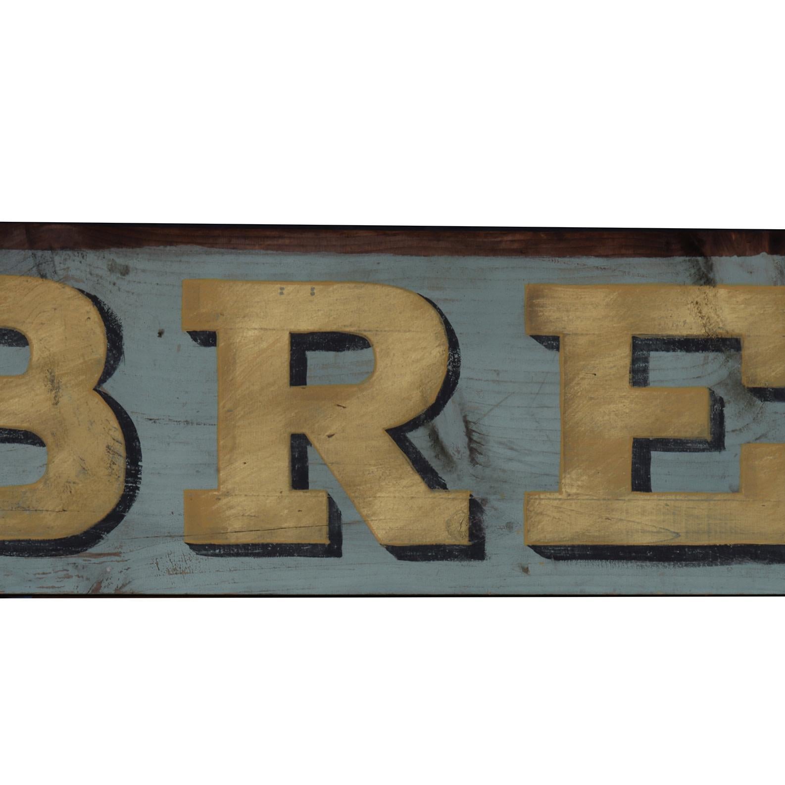 Industrial Hand-painted Wooden Brewery Sign For Sale