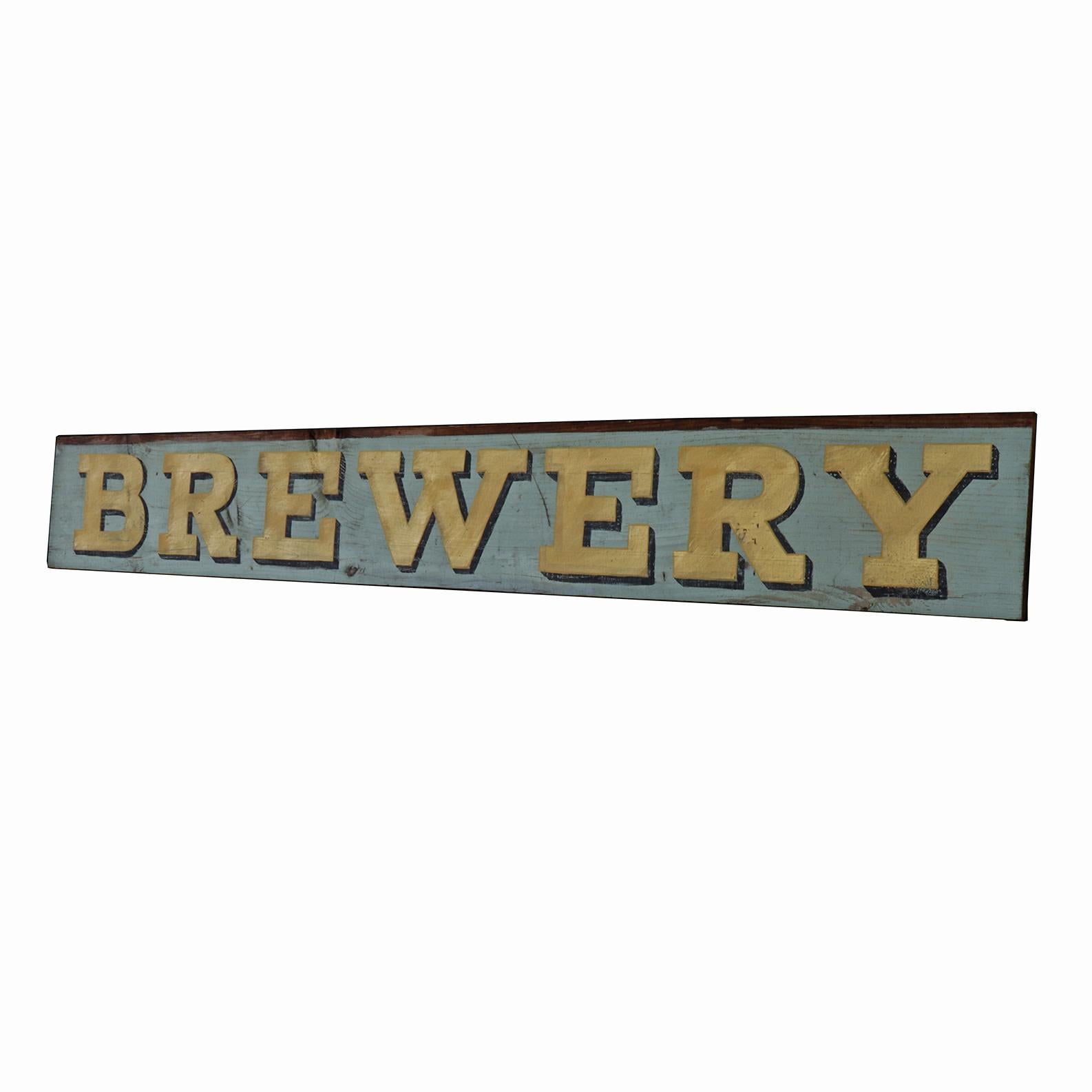 American Hand-painted Wooden Brewery Sign For Sale