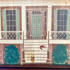 Hand Painted Wooden House with Storage - in an American Folk Art Style