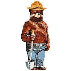 Hand Painted Wooden Life-Sized Smokey the Bear