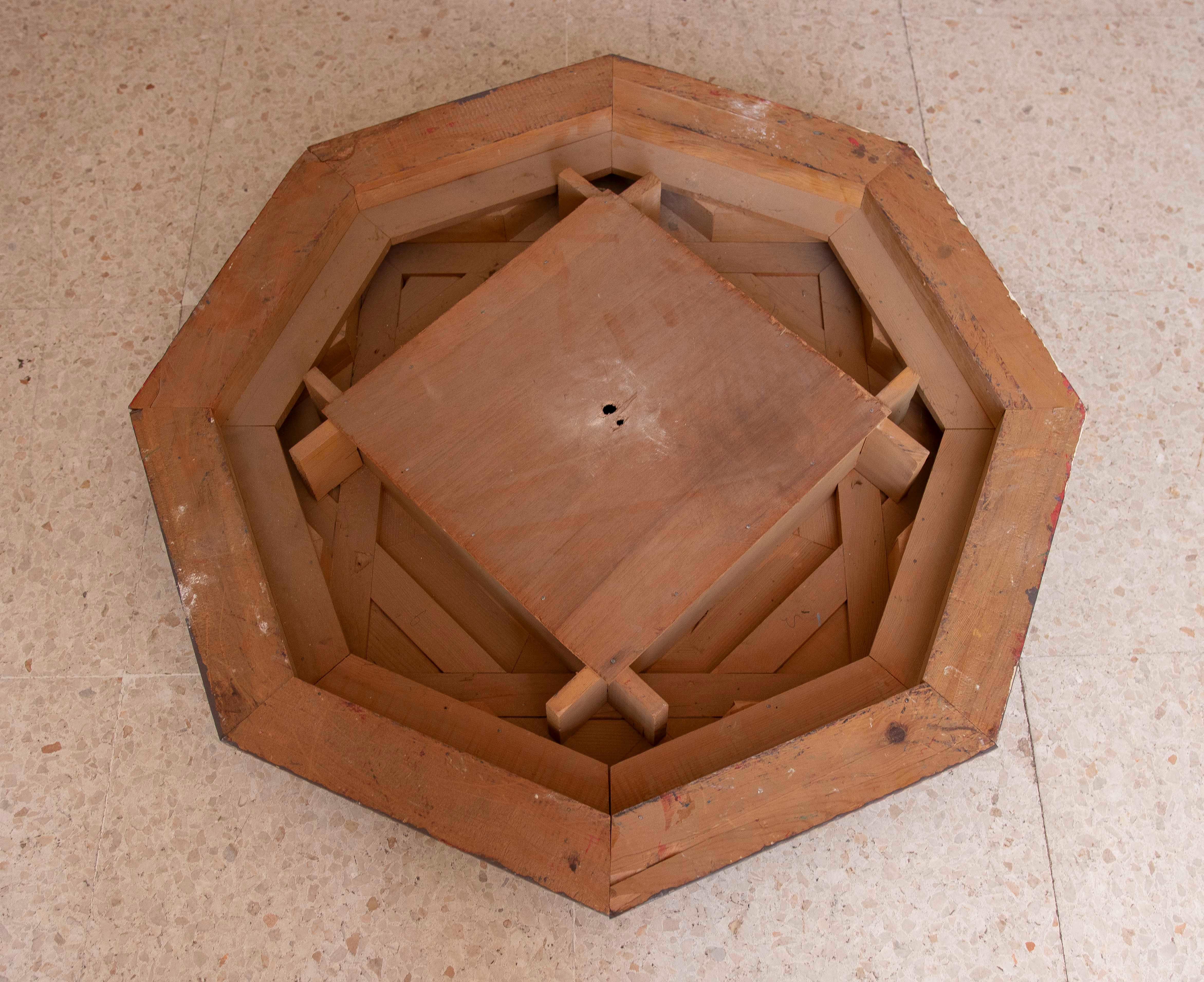 Hand Painted Wooden Moorish Style Ceiling Keystone for Center Room For Sale 9