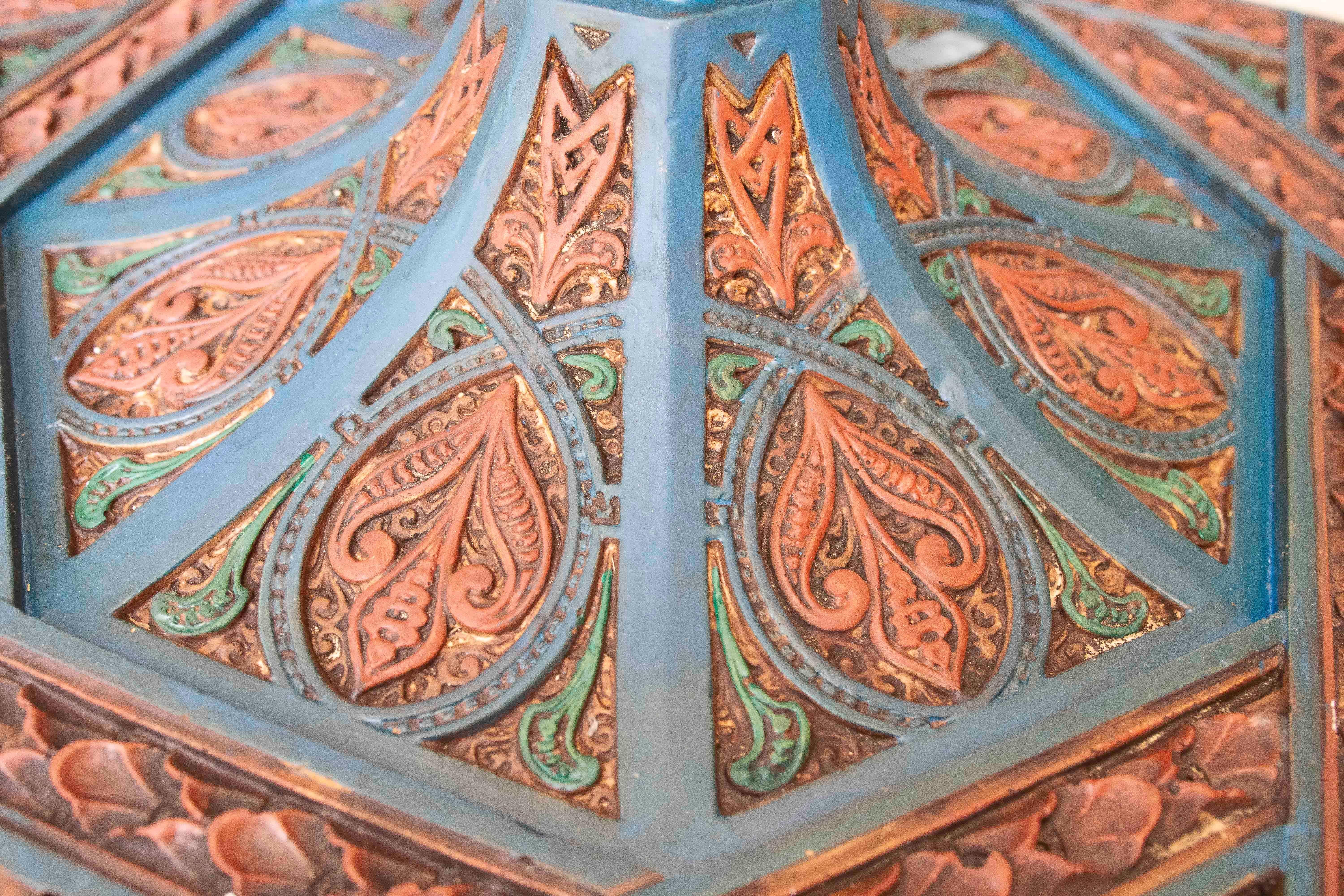 Hand Painted Wooden Moorish Style Ceiling Keystone for Center Room For Sale 2