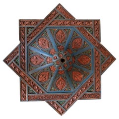 Hand Painted Wooden Moorish Style Ceiling Keystone for Center Room
