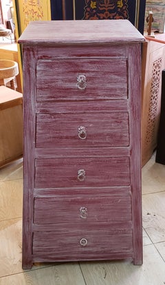 Hand Painted Wooden Moroccan Cabinet, Faded Pink