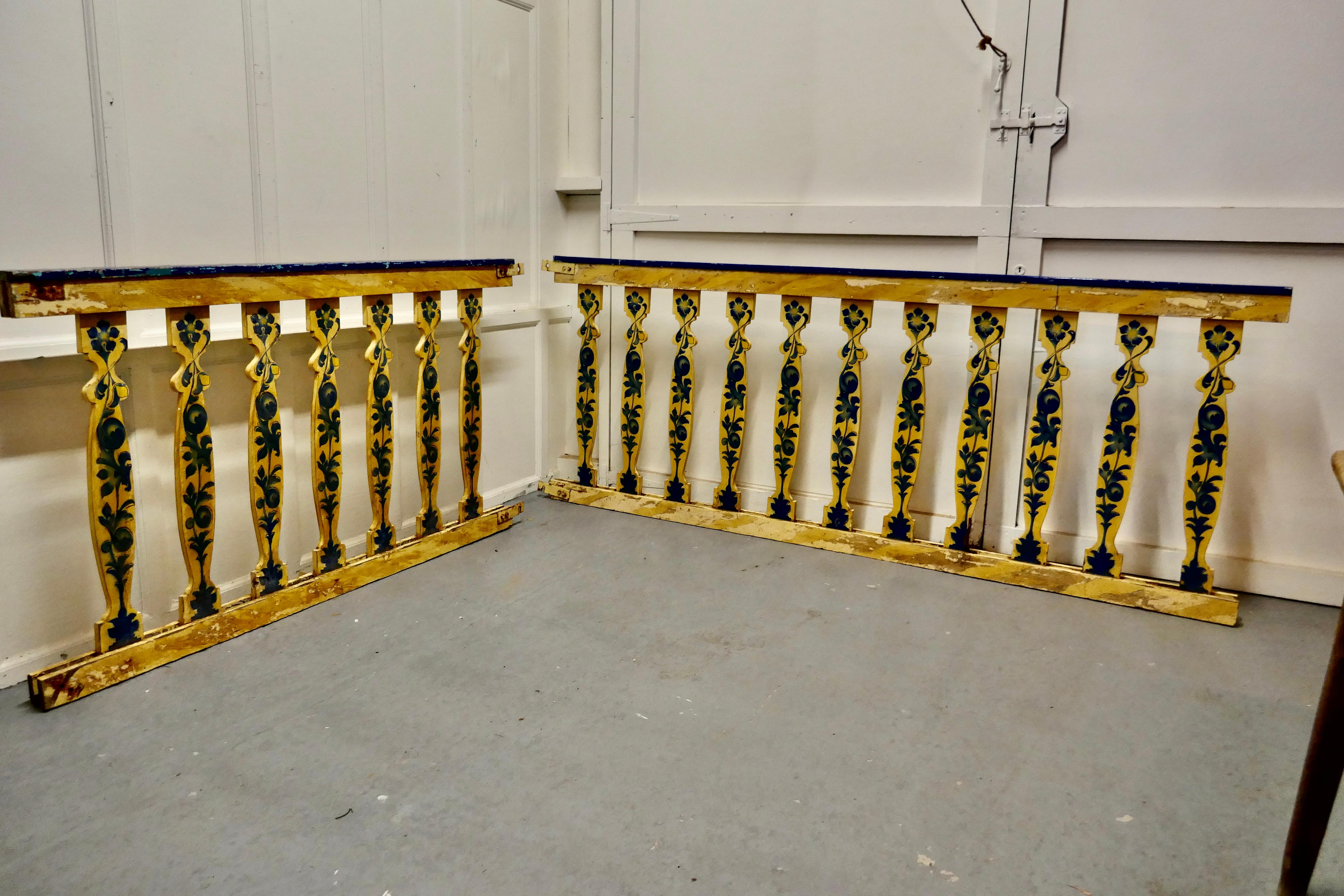 Hand Painted Wooden Railings from a Fair Ground For Sale 4