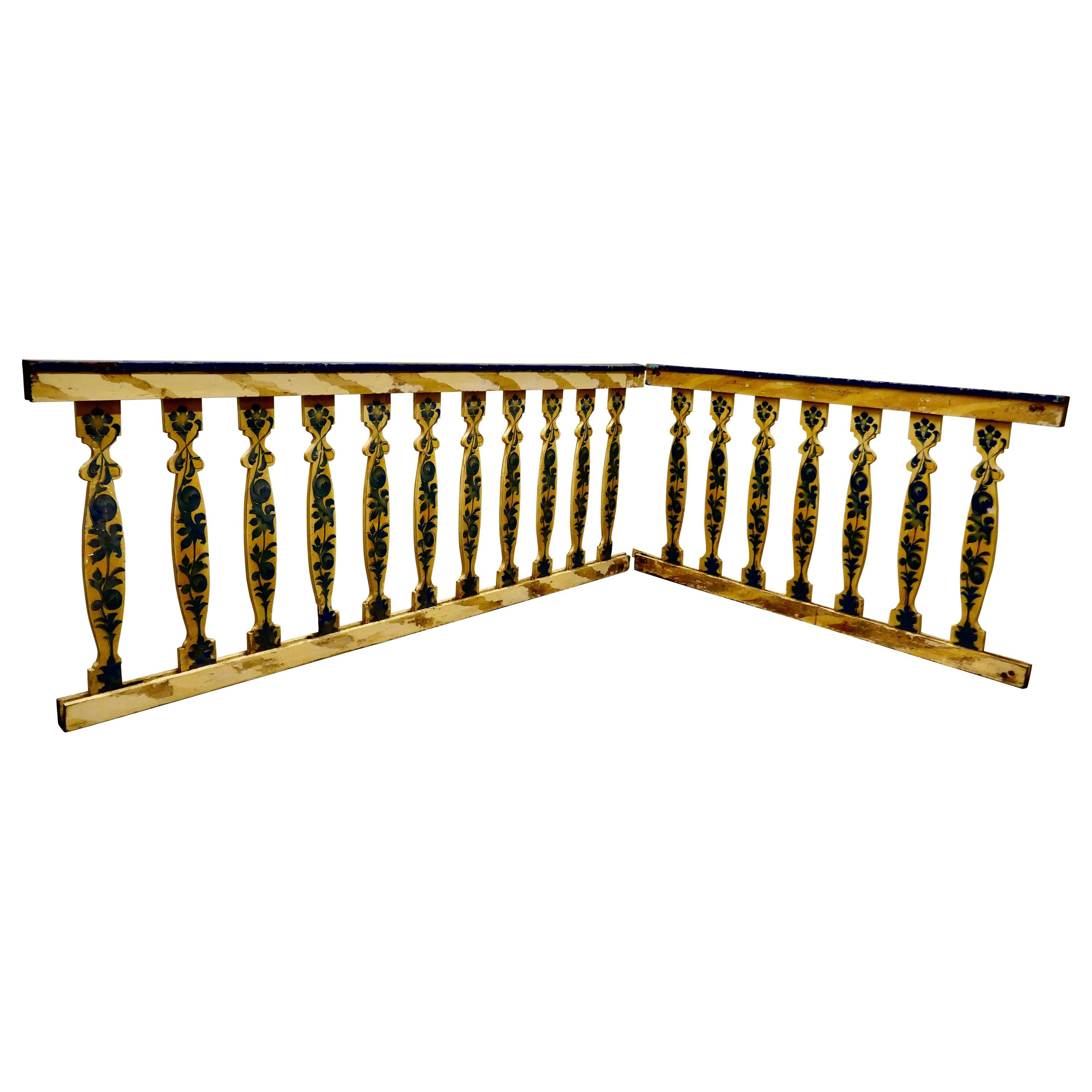 Hand Painted Wooden Railings from a Fair Ground For Sale