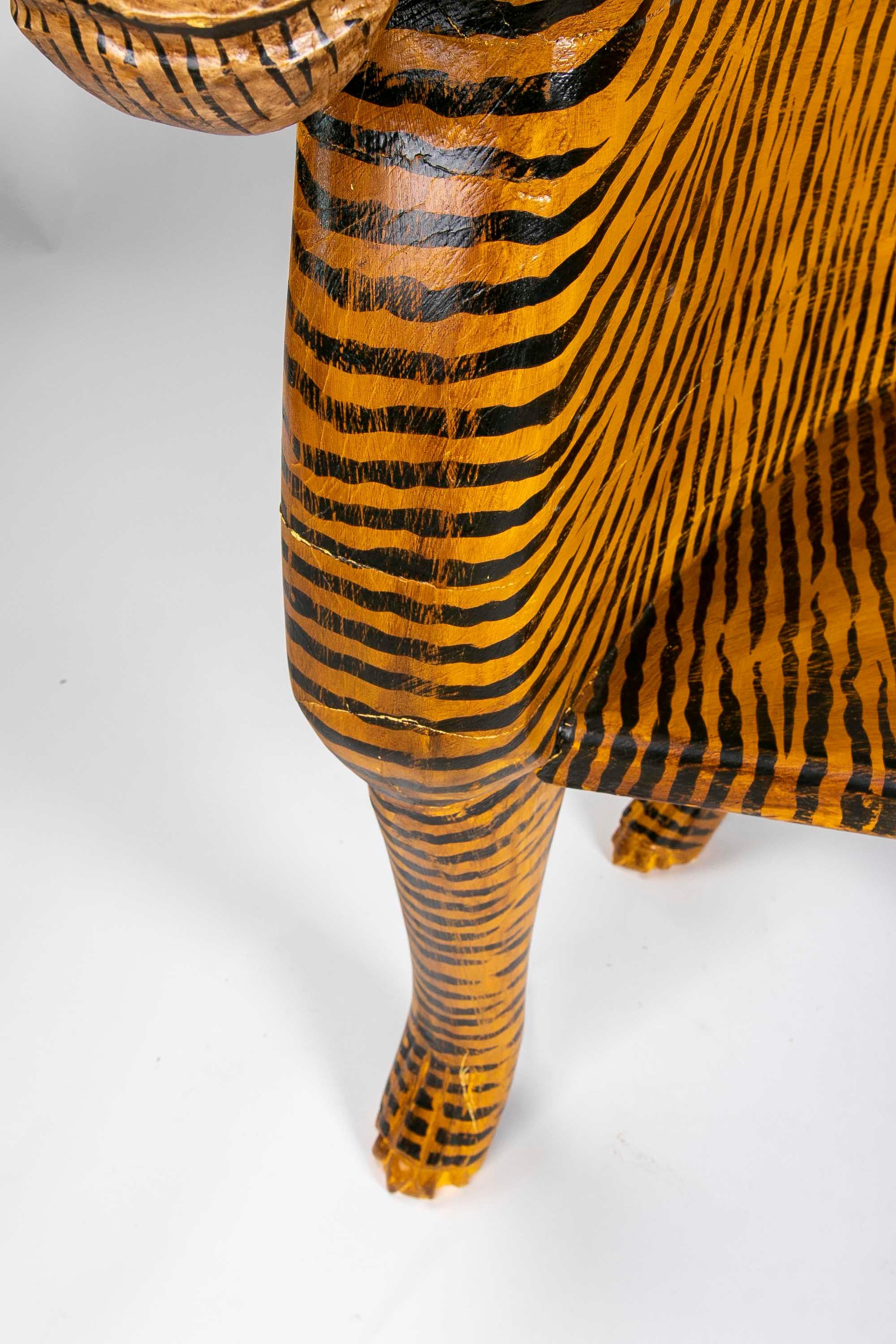 Hand-Painted Wooden Tiger Armchair 3