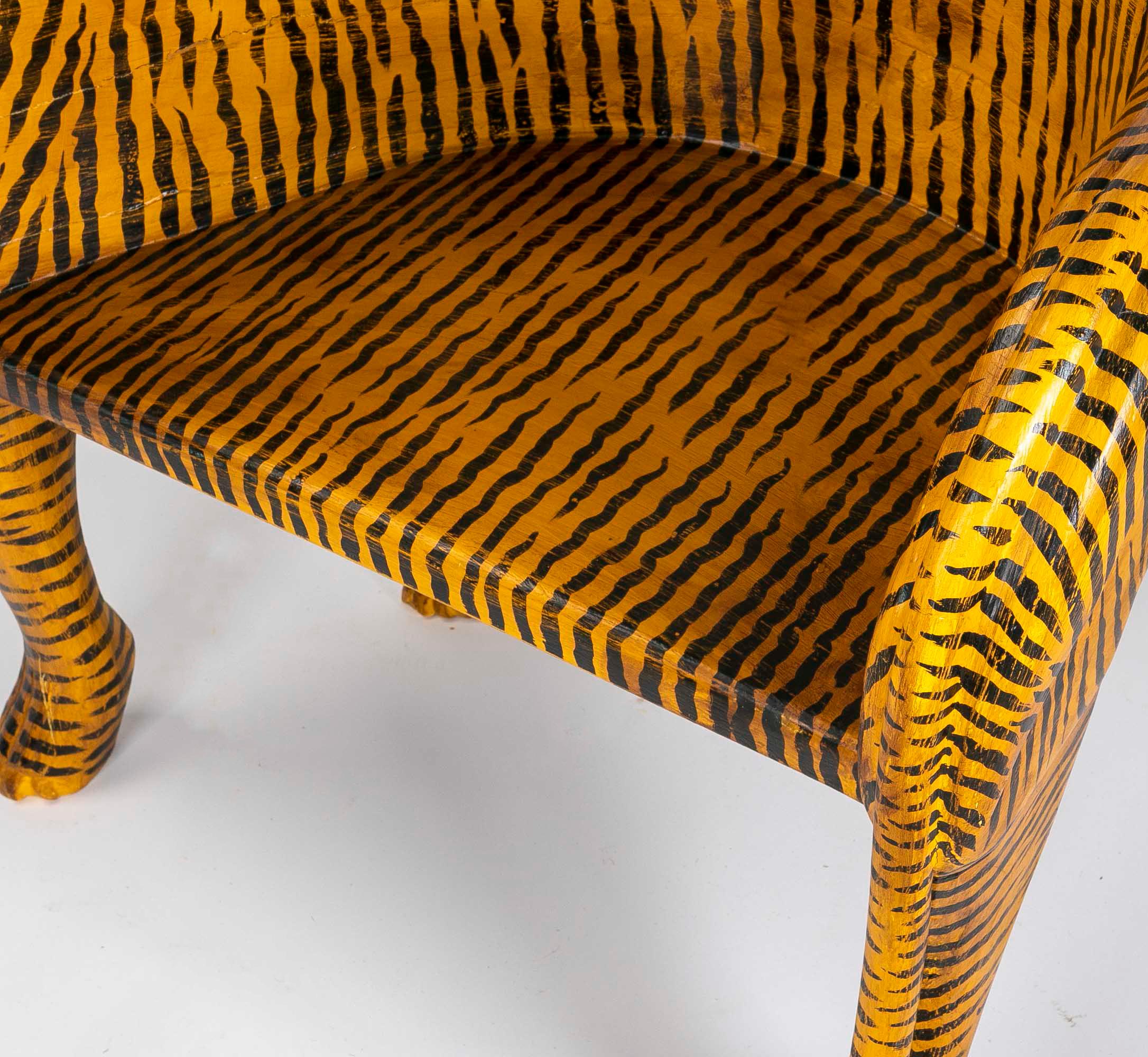 Hand-Painted Wooden Tiger Armchair 6