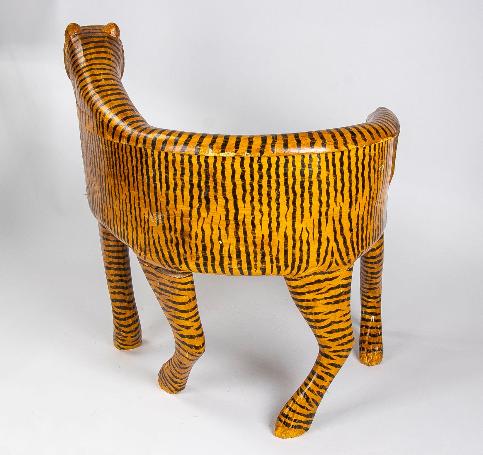 Hand-Painted Wooden Tiger Armchair 8