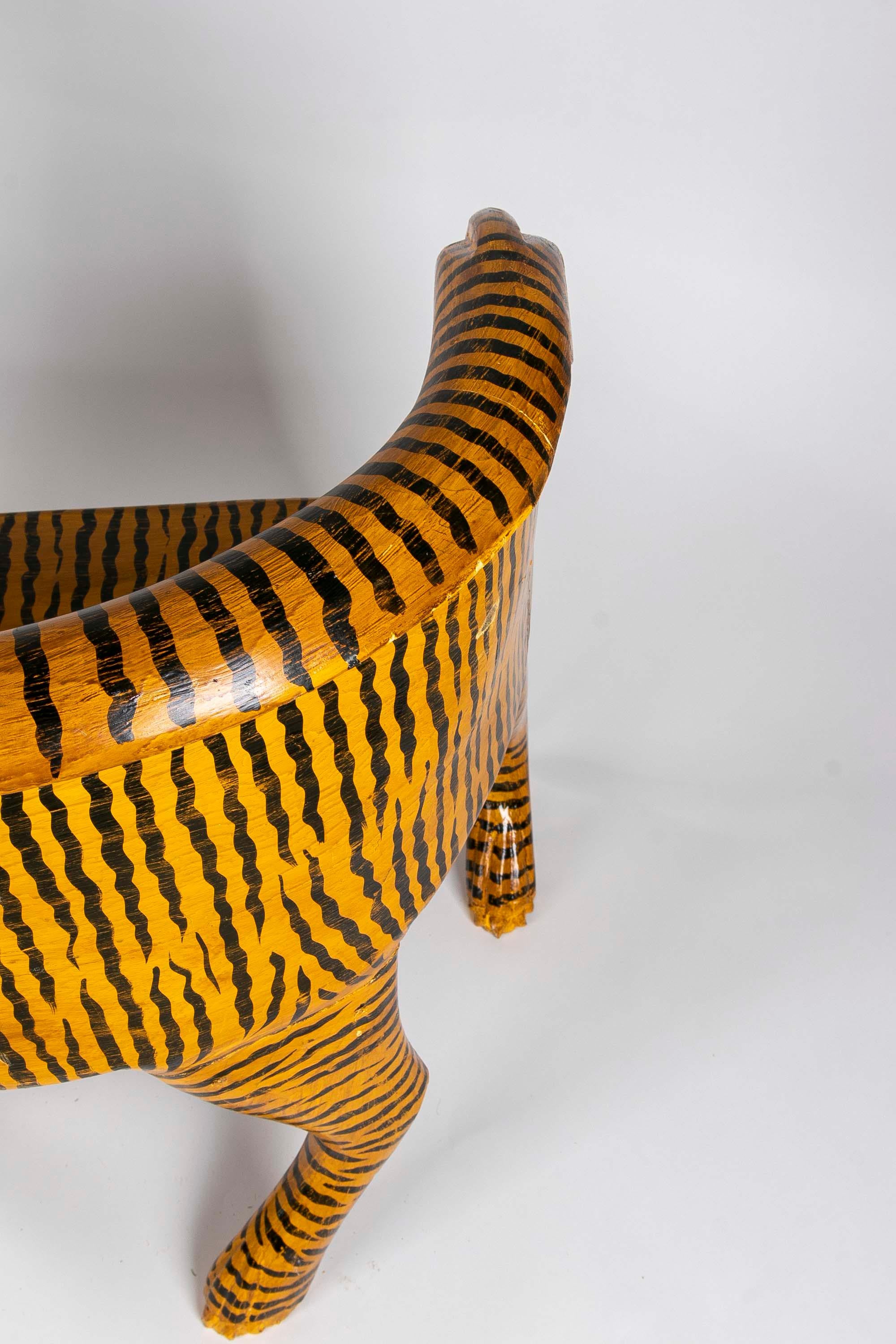 Hand-Painted Wooden Tiger Armchair 11