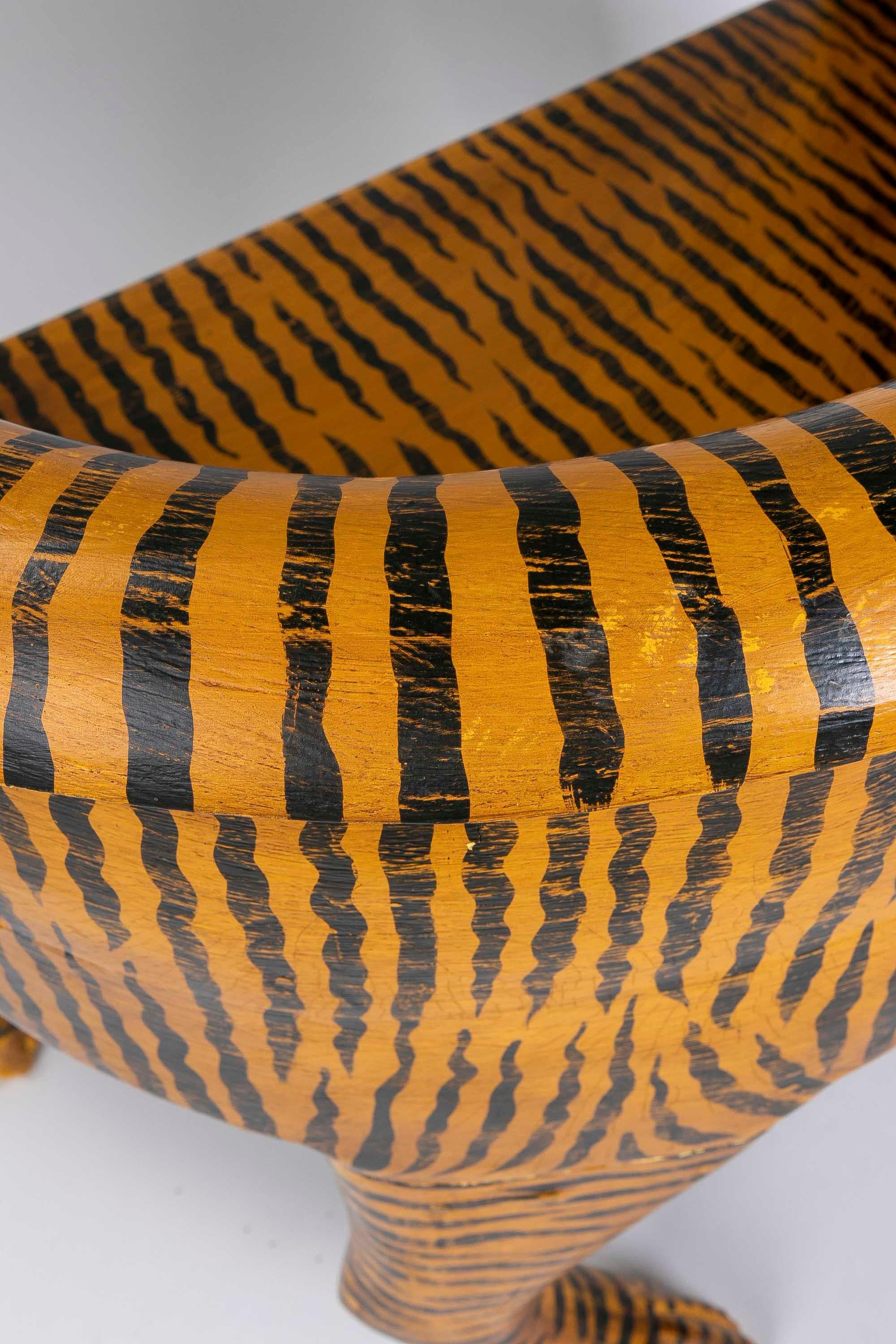 Hand-Painted Wooden Tiger Armchair 10