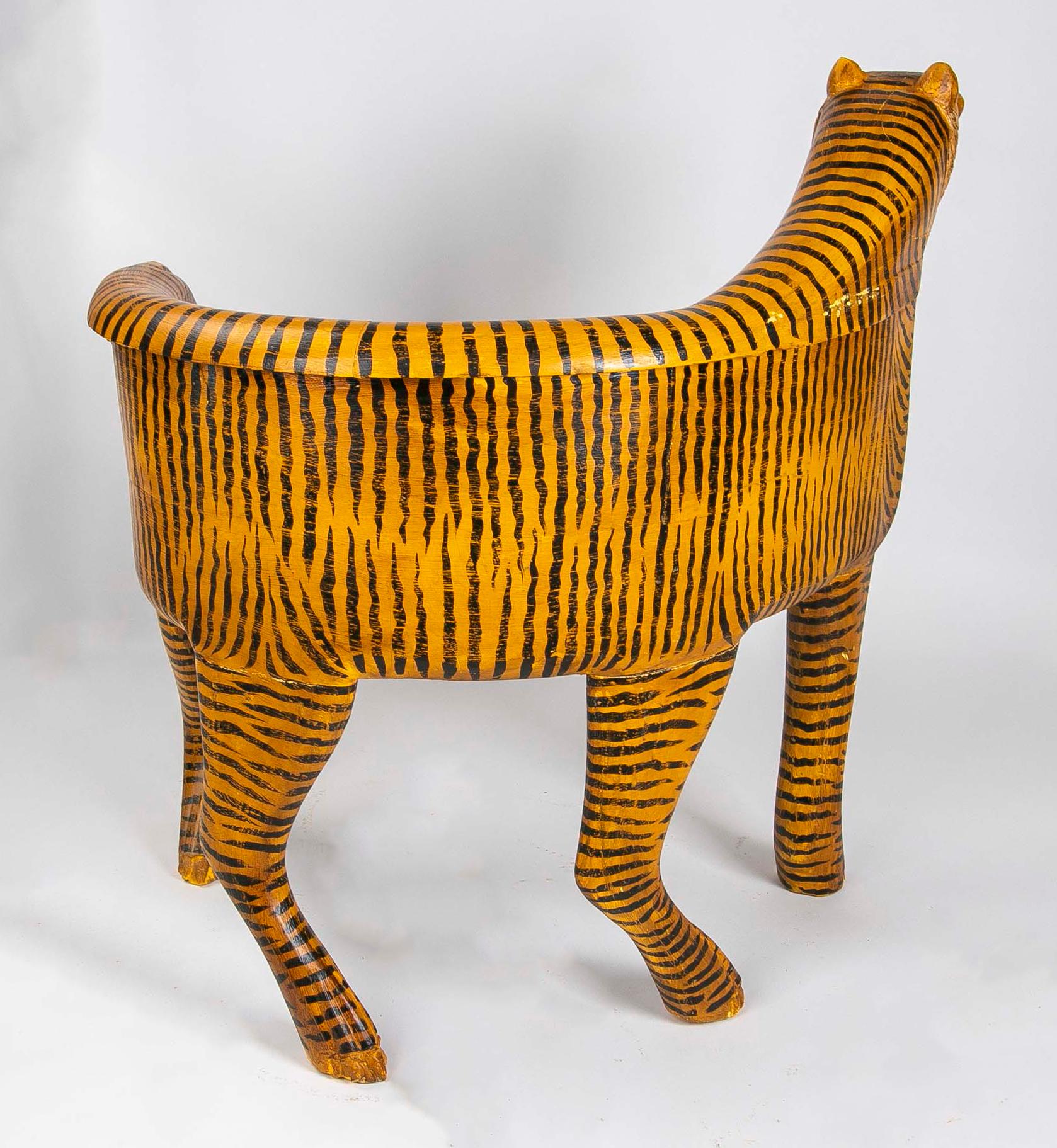 Hand-Painted Wooden Tiger Armchair 11
