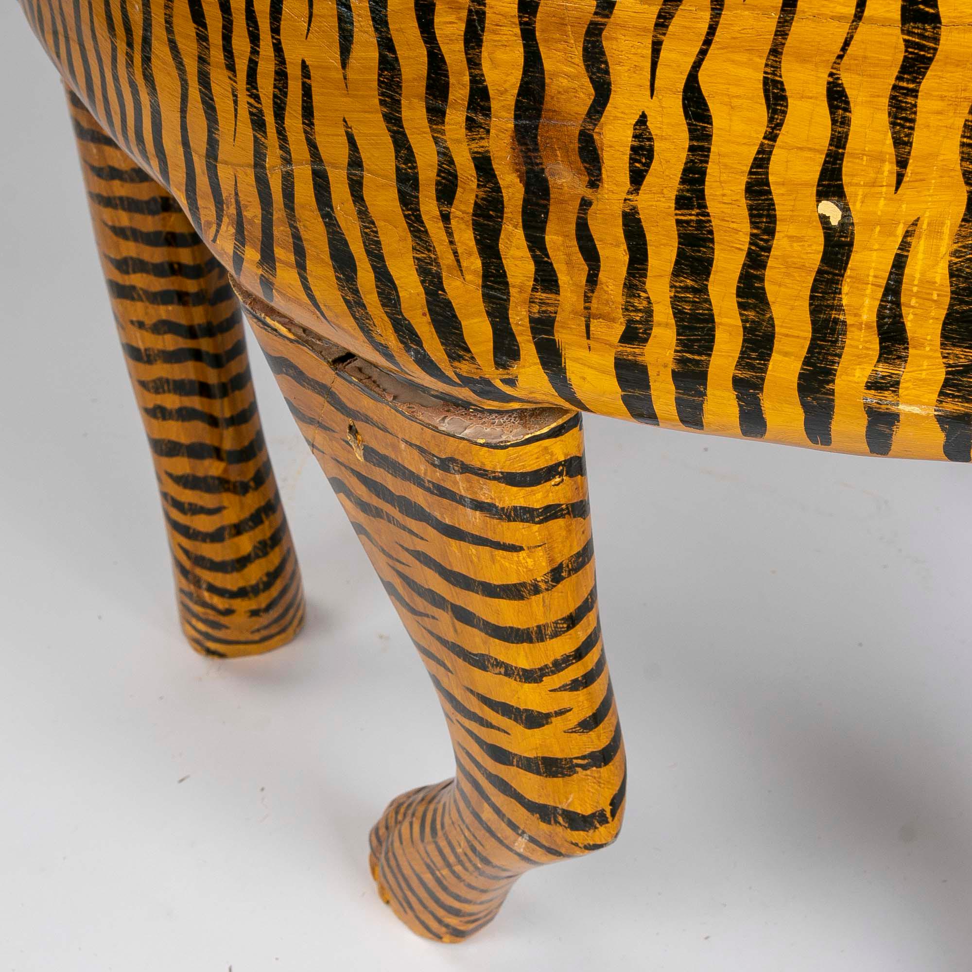 Hand-Painted Wooden Tiger Armchair 13