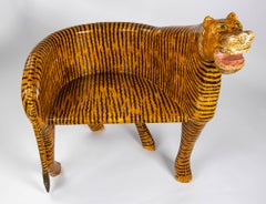 Hand-Painted Wooden Tiger Armchair