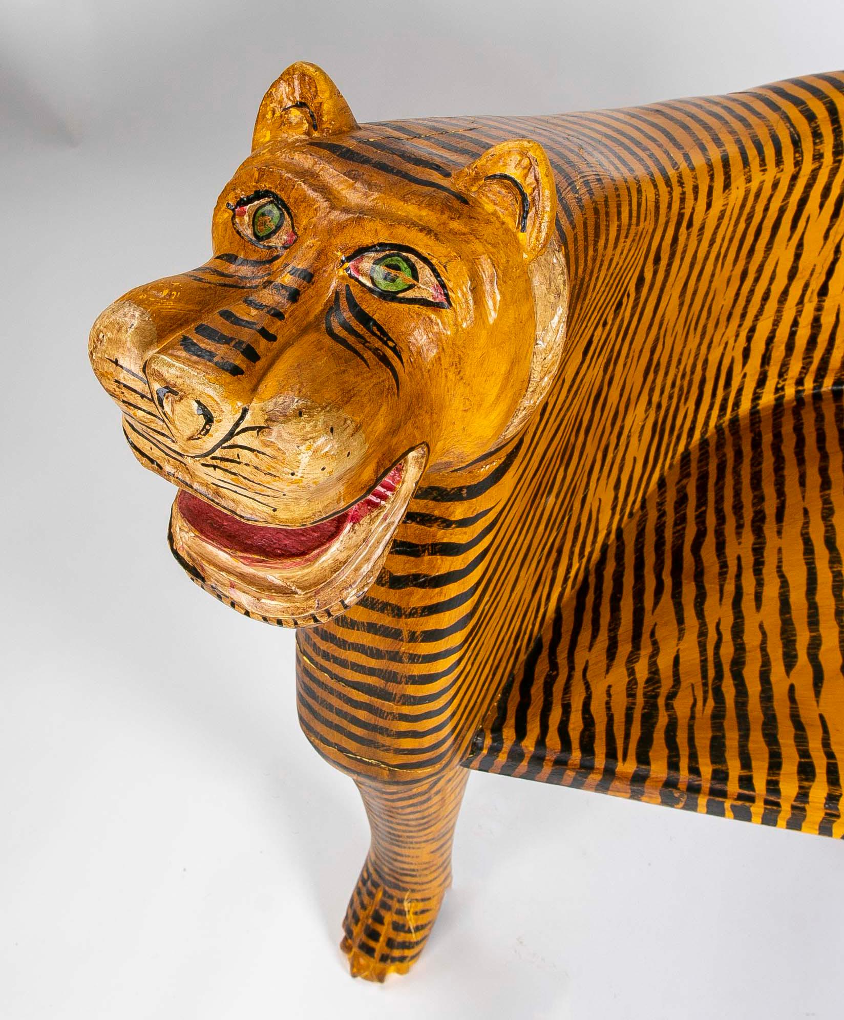 Hand-Painted Wooden Tiger Armchair 1