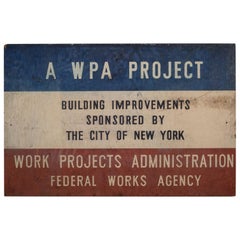 Hand Painted Wooden W.P.A. Sign for City of New York, circa 1930