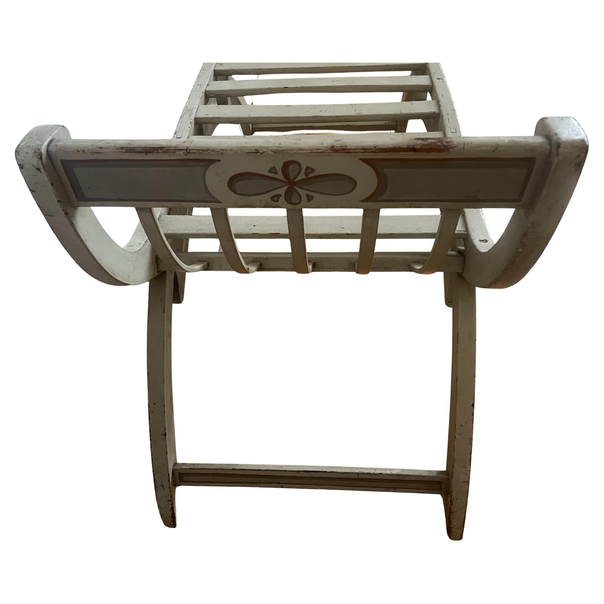 Hand painted, X-Frame Hall bench, Window Seat, Stool, 20th century In Good Condition For Sale In London, Fitzrovia