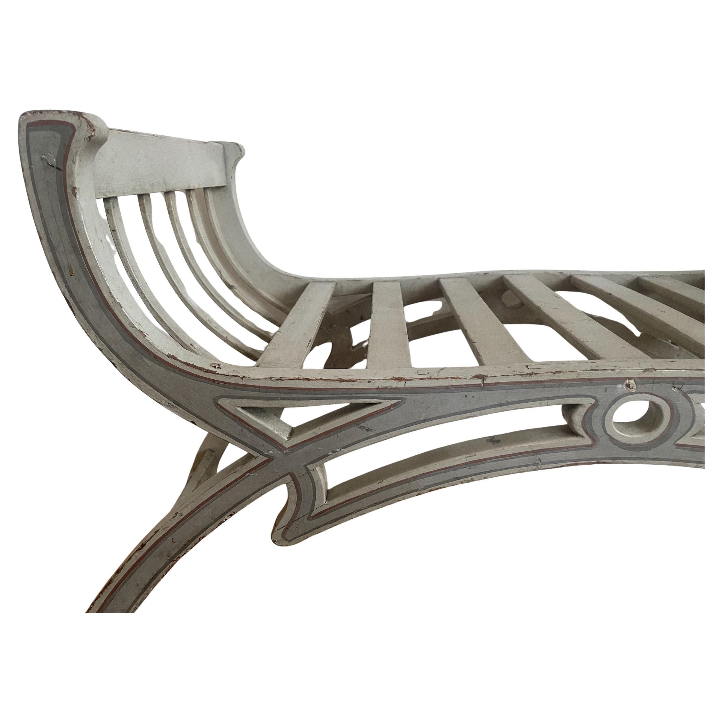 20th Century Hand painted, X-Frame Hall bench, Window Seat, Stool, 20th century For Sale