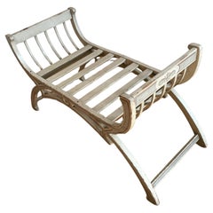 Hand painted, X-Frame Hall bench, Window Seat, Stool, 20th century