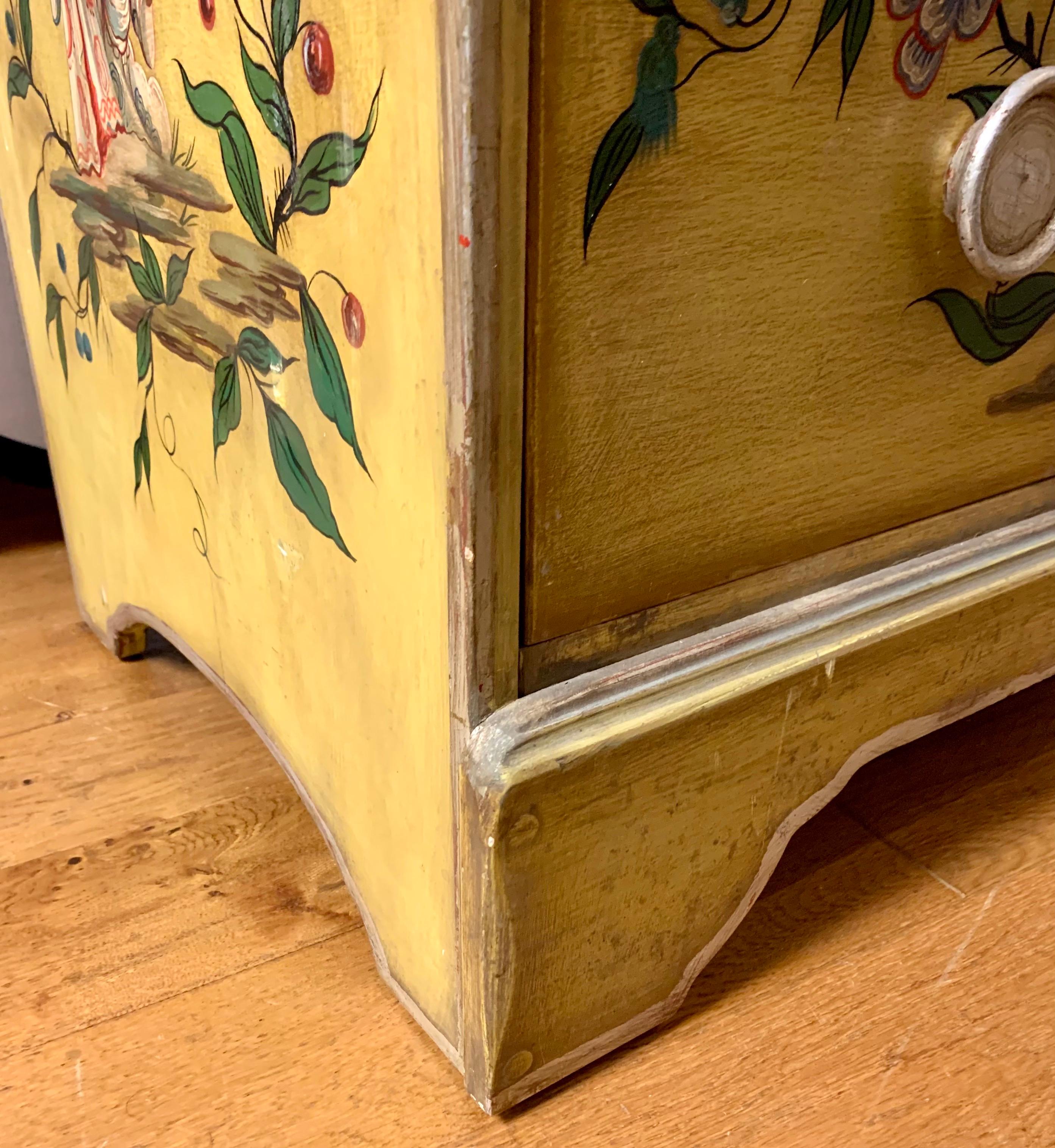Hand Painted Yellow Chinoiserie Chest of Drawers Dresser 2