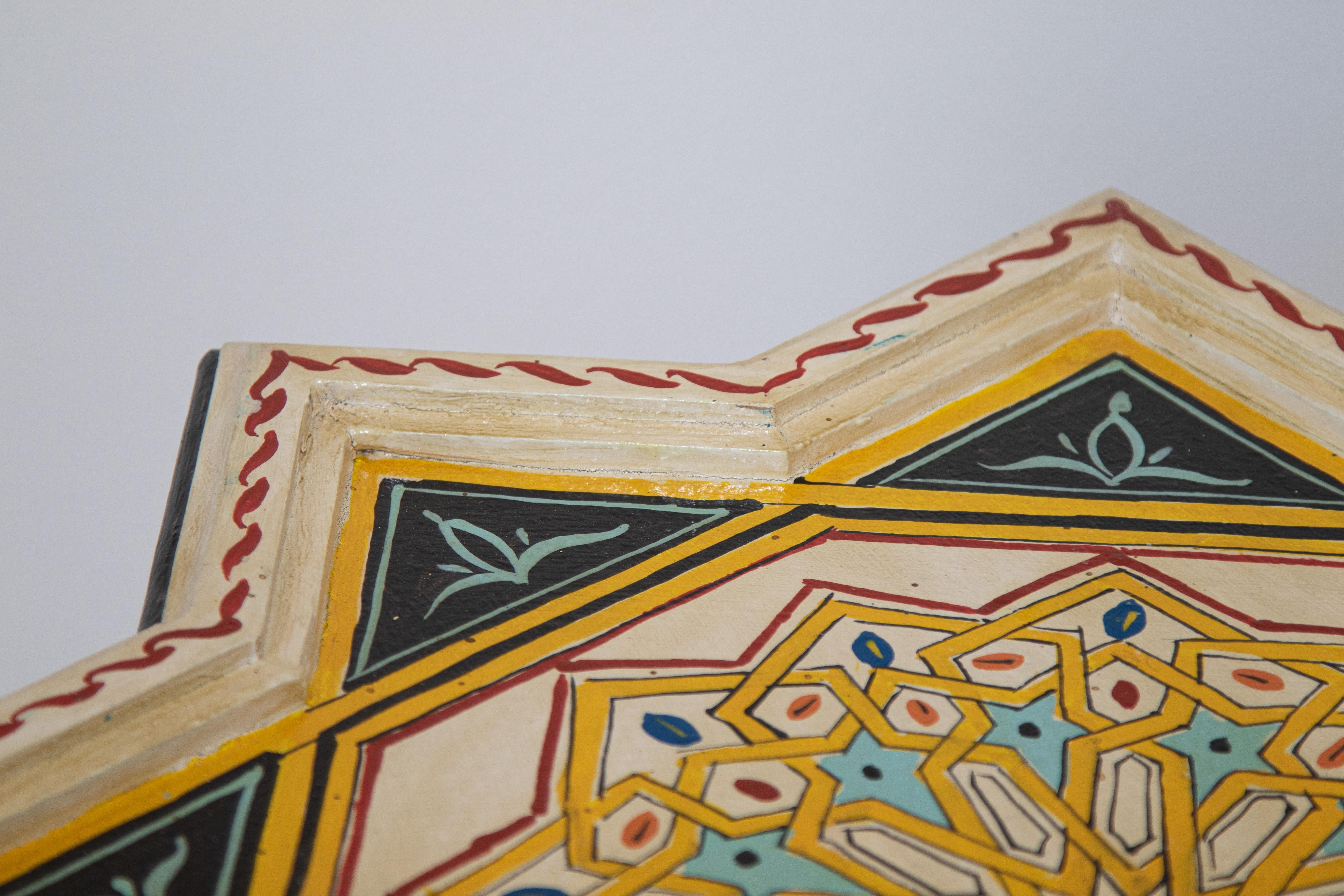 Hand Painted Yellow Moroccan Side Table Moorish Style 2