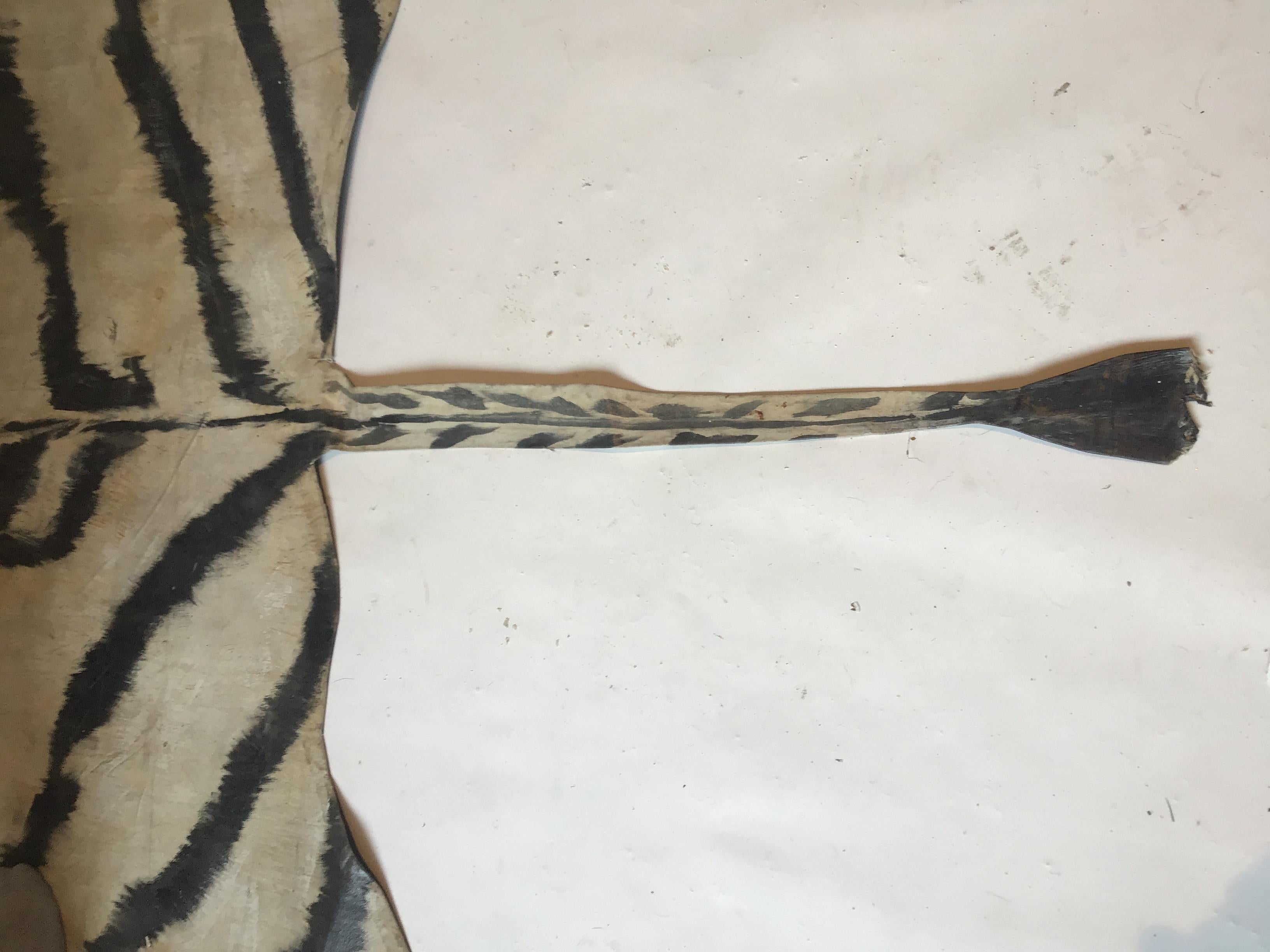 Late 20th Century Hand Painted Zebra Rug For Sale