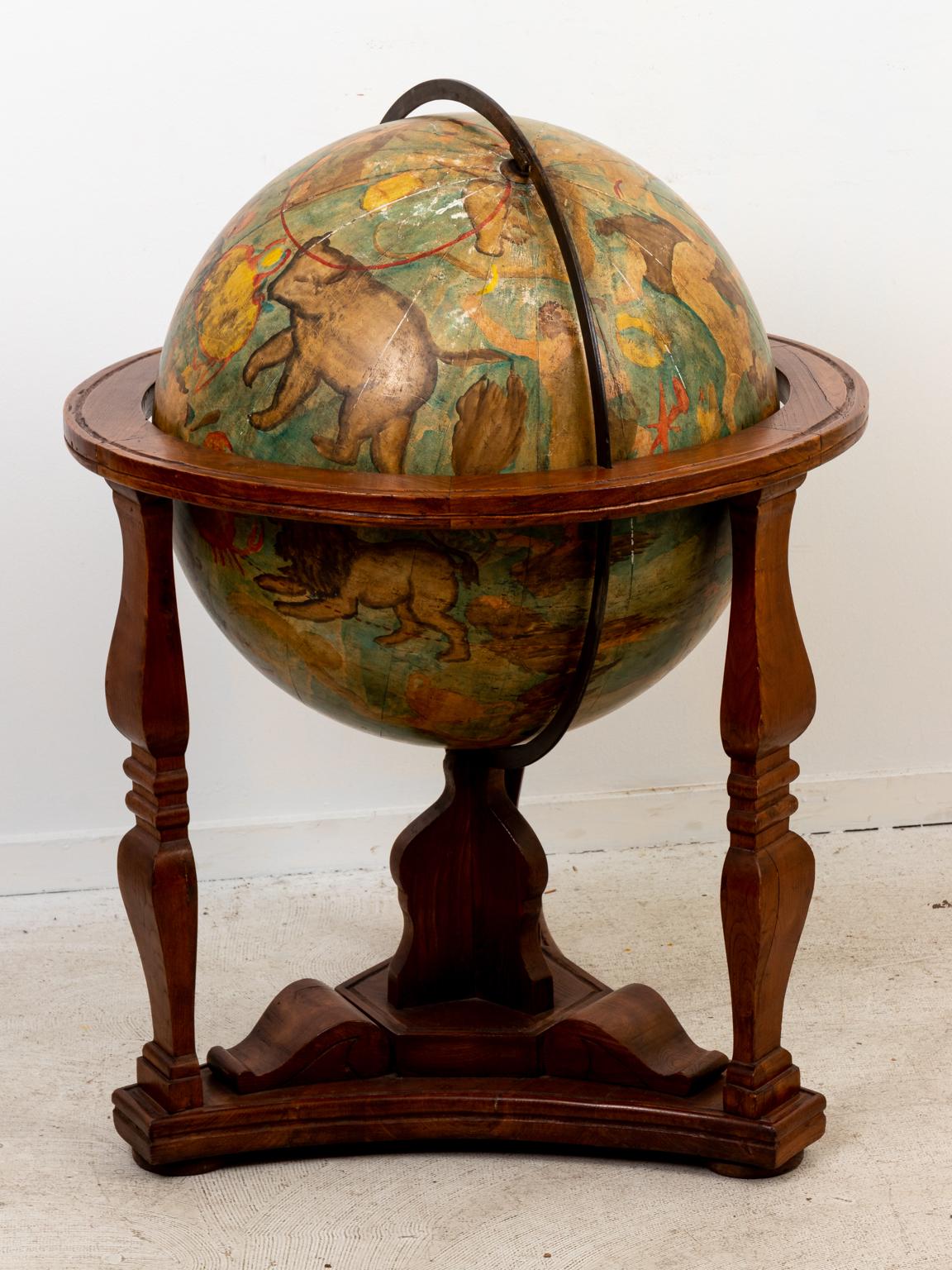 Hand Painted Zodiac Floor Globe For Sale 5